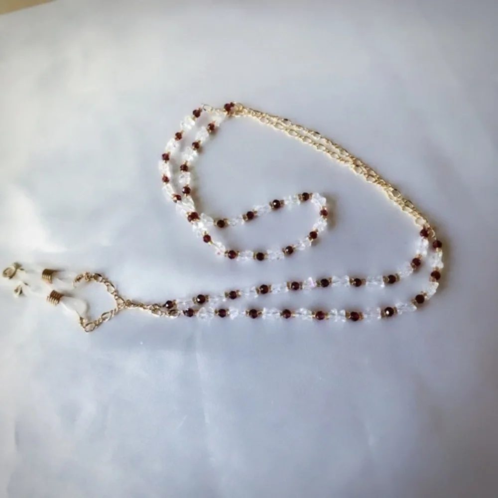 - SUNGLASSES AND MASK Swarovski, garnet, CHAIN